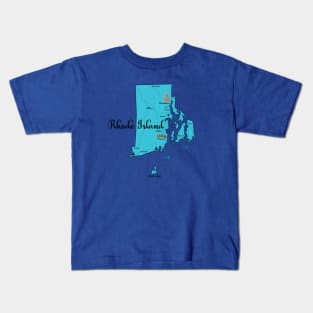 Rhode Island Ocean State- Map Kids T-Shirt